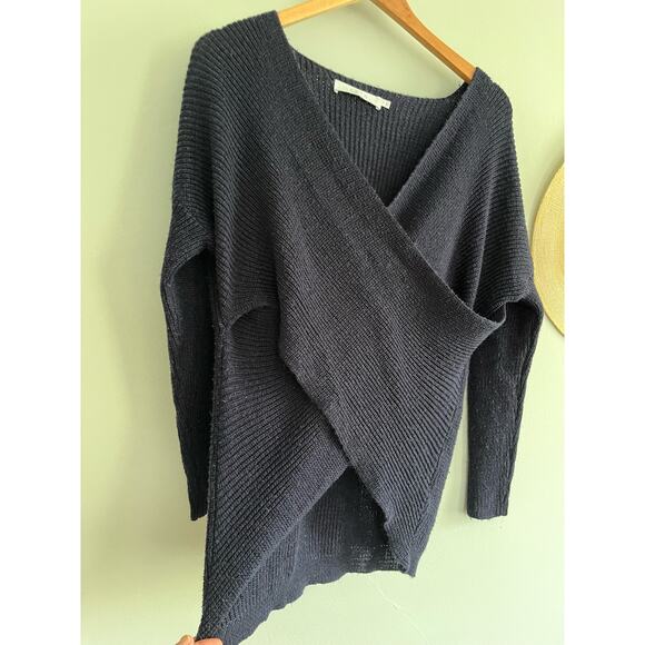ASTR The Label | Ribbed Cross Wrap Sweater | Navy | Sz S - Picture 3 of 7